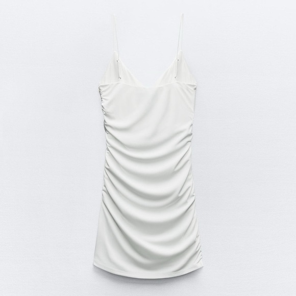Zara White Dress with Ruching - Picture 6 of 8